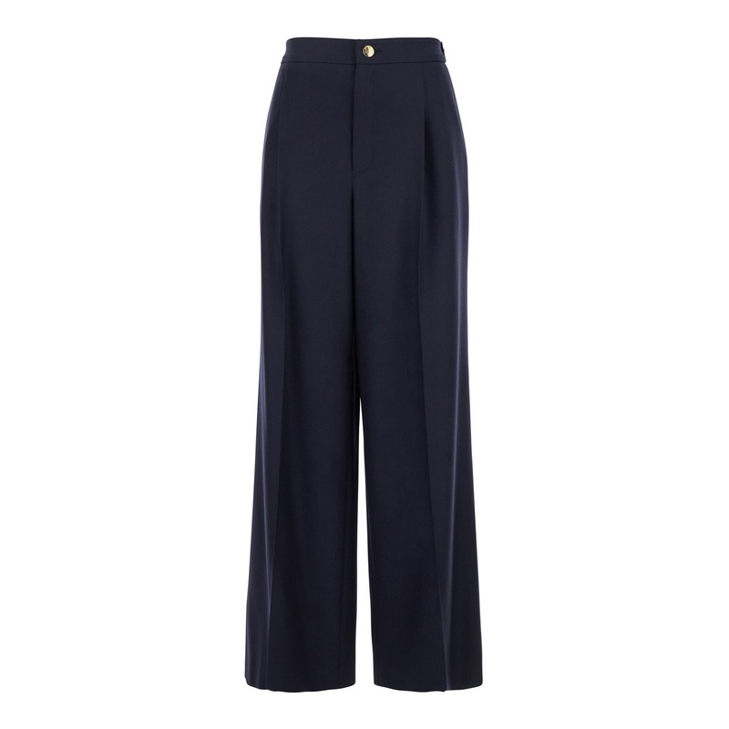 Black Pants with High Waist in Wool Woman