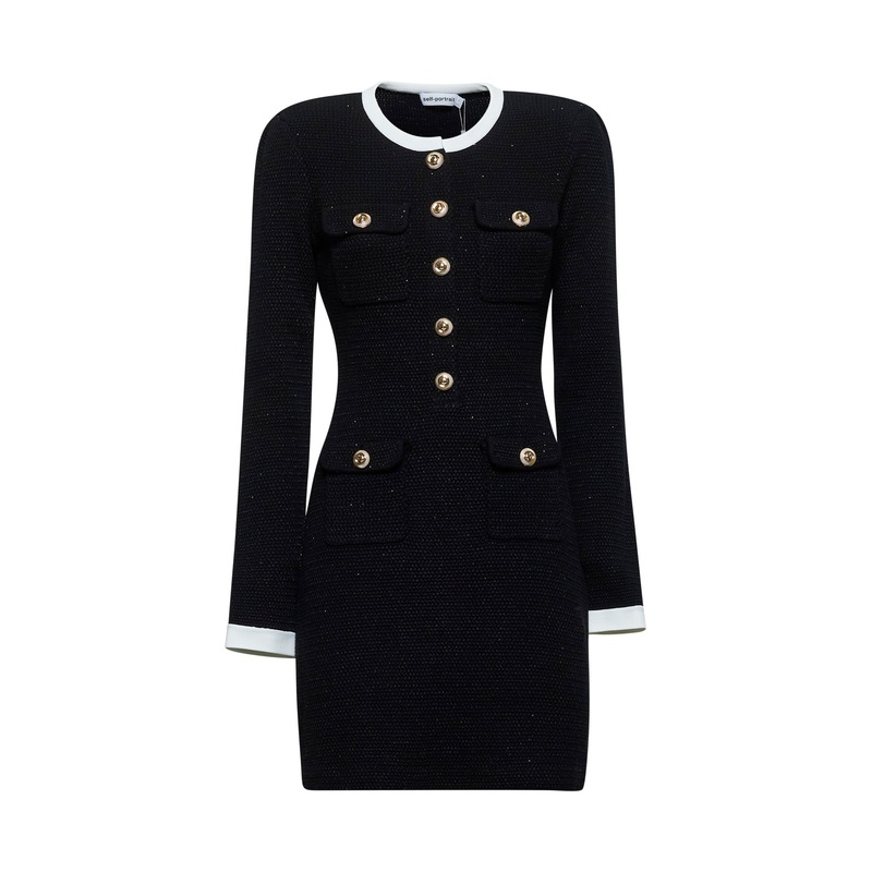 Black sequin lam knit mini dress