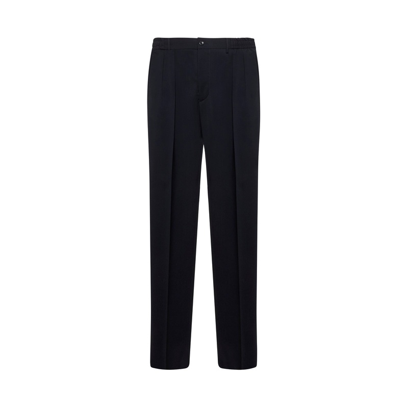 Blue virgin wool pleated trousers