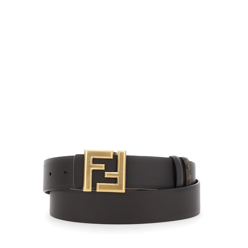 Brown Reversible Belt with FF Buckle in Leather Man