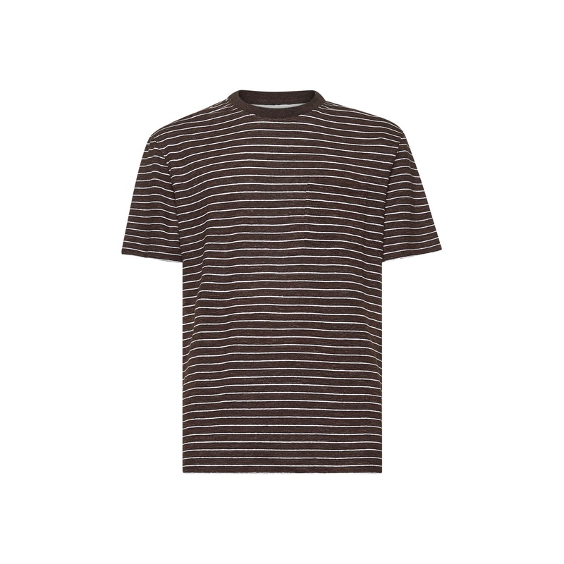 Brown striped jersey crewneck T-shirt