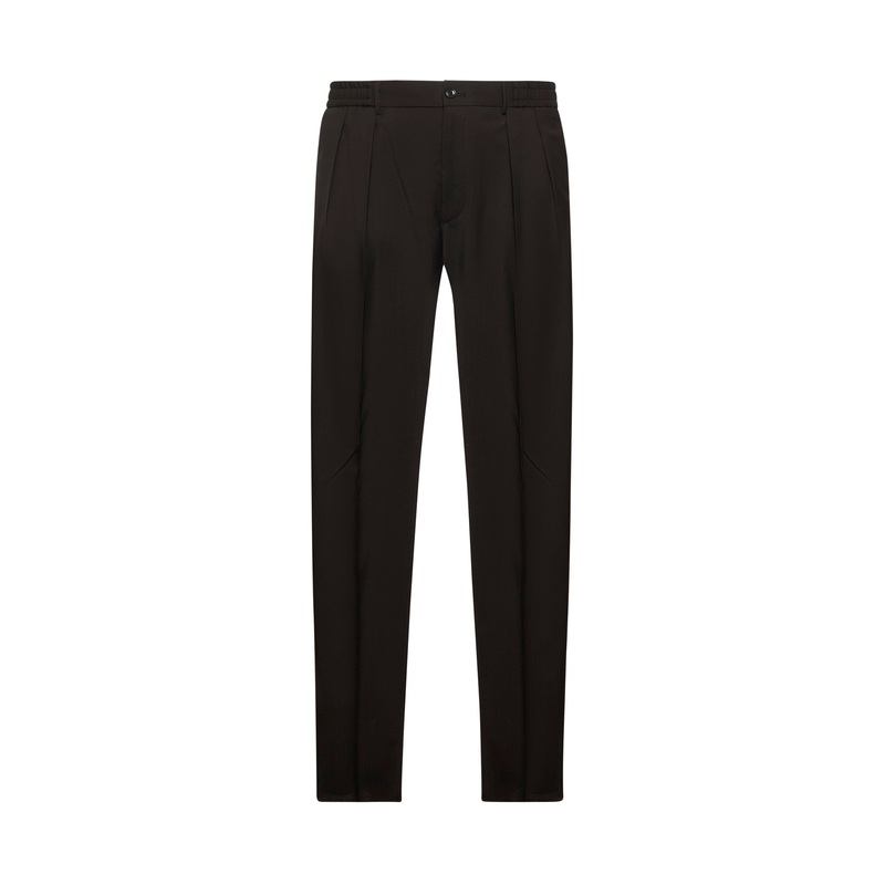 Brown virgin wool pleated trousers