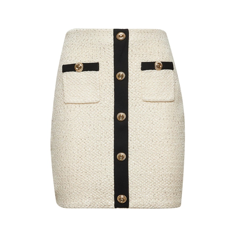 Cream sequin knit mini skirt|XS|S|M