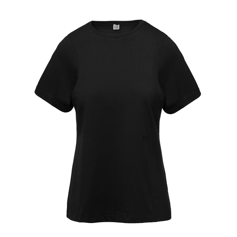 Crewneck T-Shirt in Black Cotton Woman