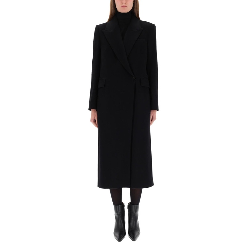 DOUBLEBREASTED MIDI COAT|BLACK|38|36