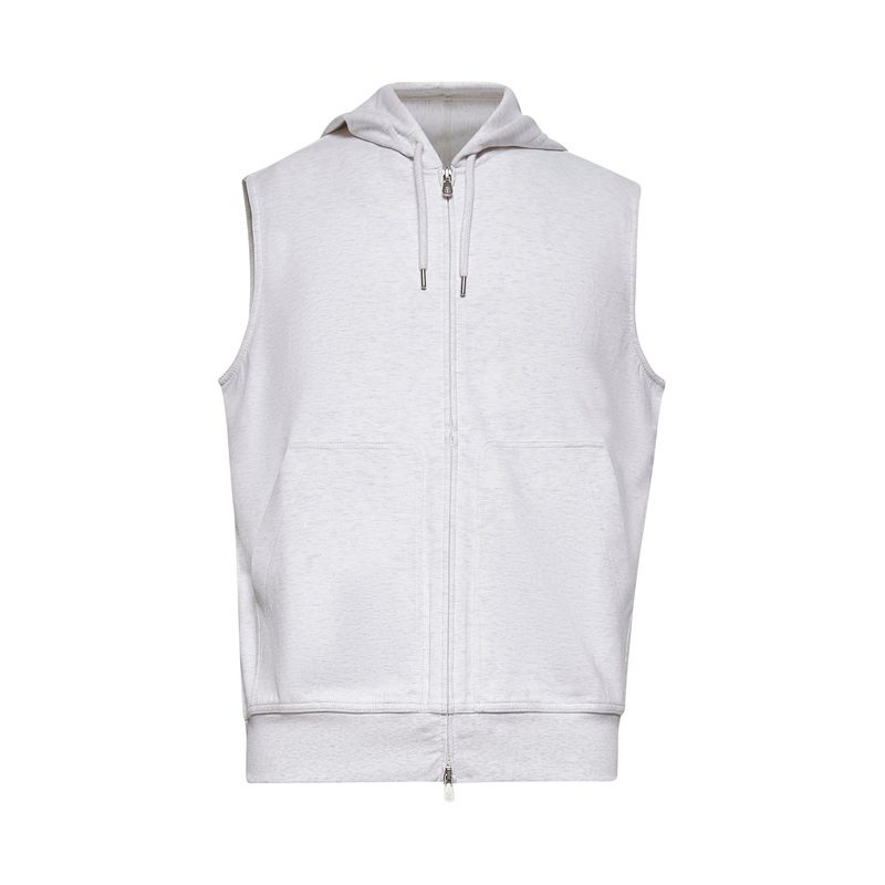 Ecru sleeveless hoodie|S|XL|XXL