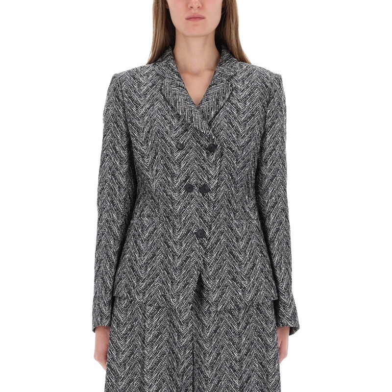 HERRINGBONE TWEED BLAZER|GREY|36|38