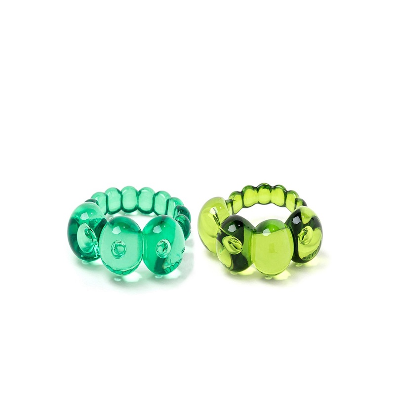 La Manso Woman’s Set of Two Ranunculus Green Plastic Rings