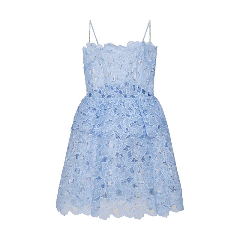 Light blue organza lace mini dress