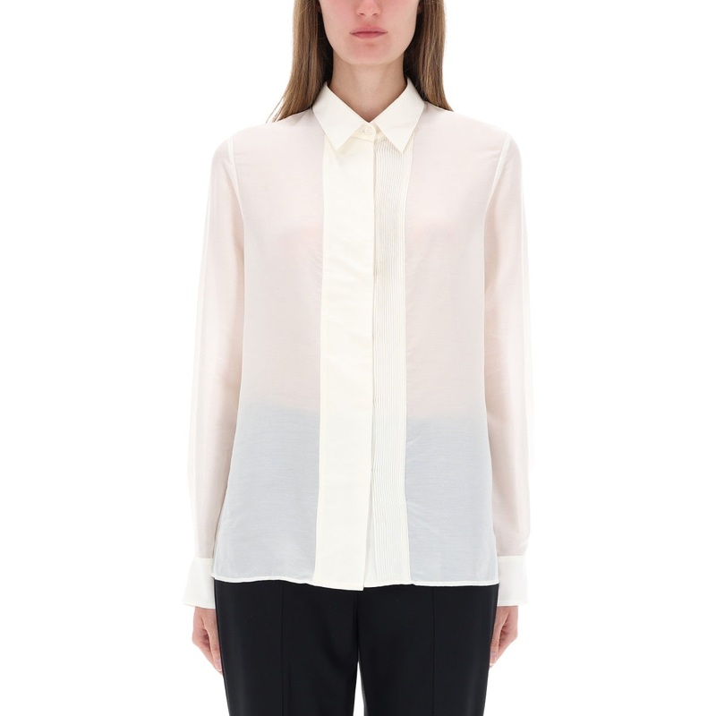 SHIRT WITH RIBBED PLEATS|WHITE|38|40|36|42