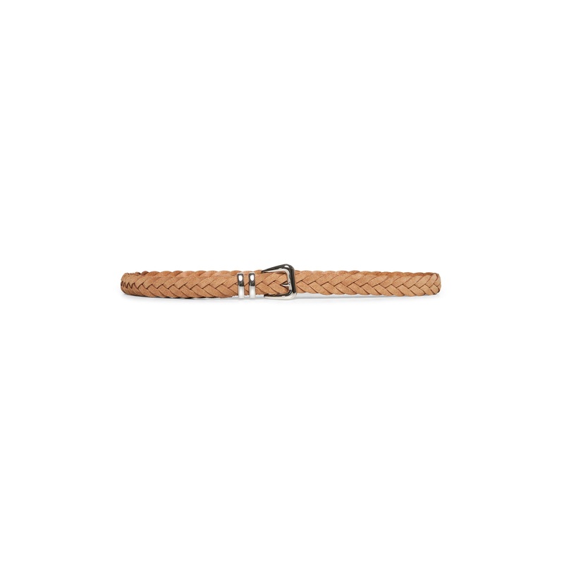 Beige woven reversed calfskin belt