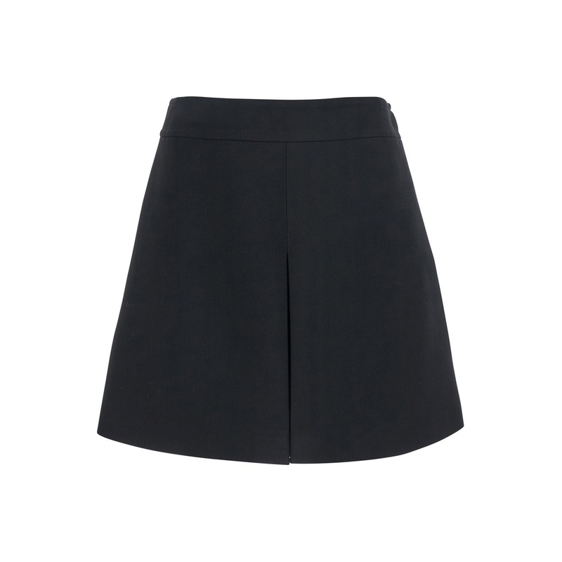 Black A-Line Skirt in Virgin Wool Woman