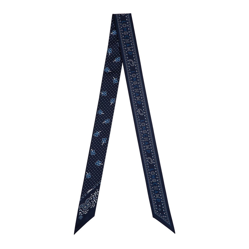Blue Scarf with All-Over Bandana Print in Silk Woman