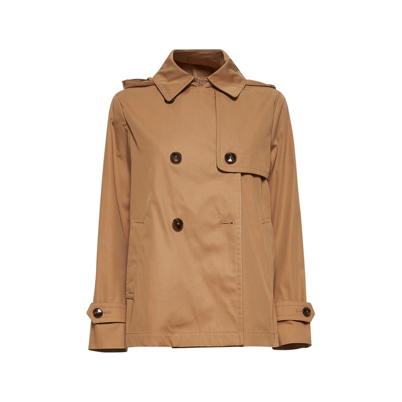 Camel cotton dean short trench coat