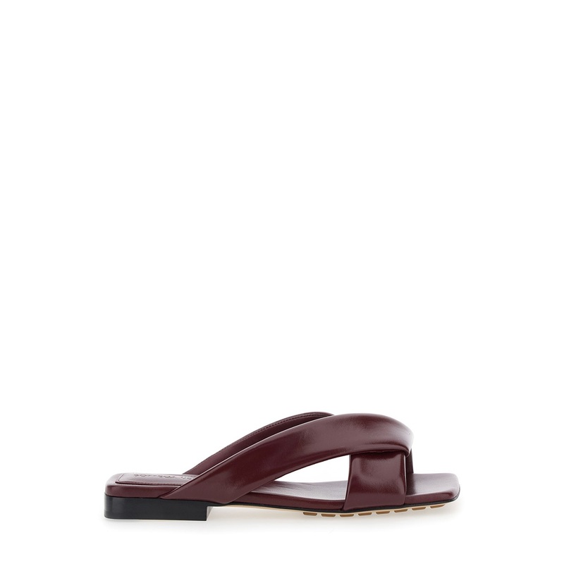 ‘Cushion Lux’ Bordeaux Sandals with Square Toe in Leather Woman