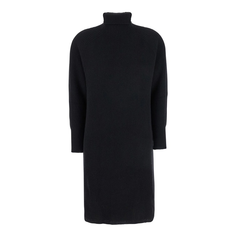 Ebridi Ribbed Long Dress in Cashmere in Black Woman