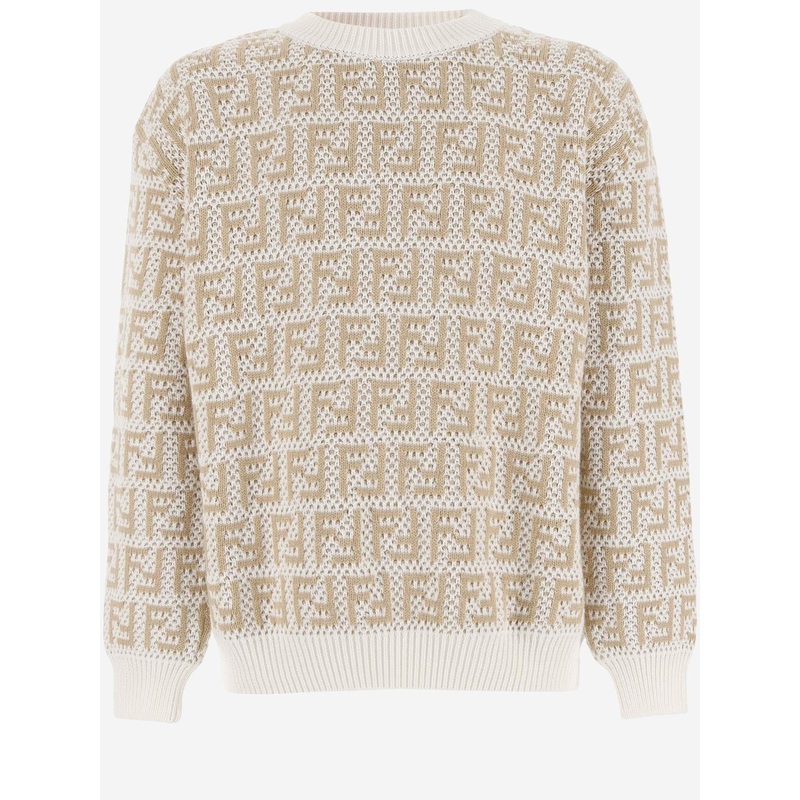 FF Pattern Cotton Sweater|White|8 yrs|10 yrs