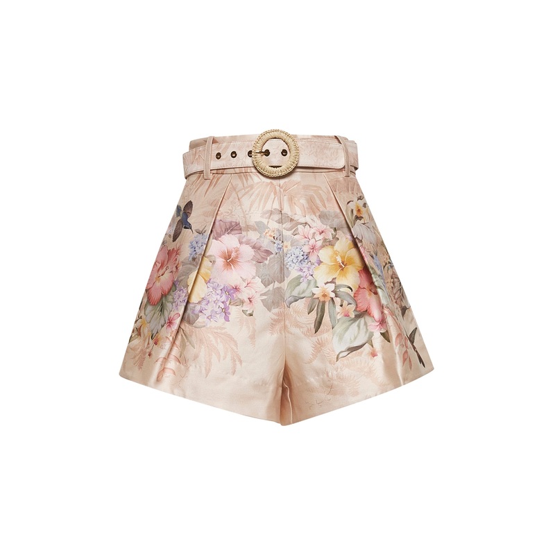 Ivory silk and cotton Illuminate Tuck shorts