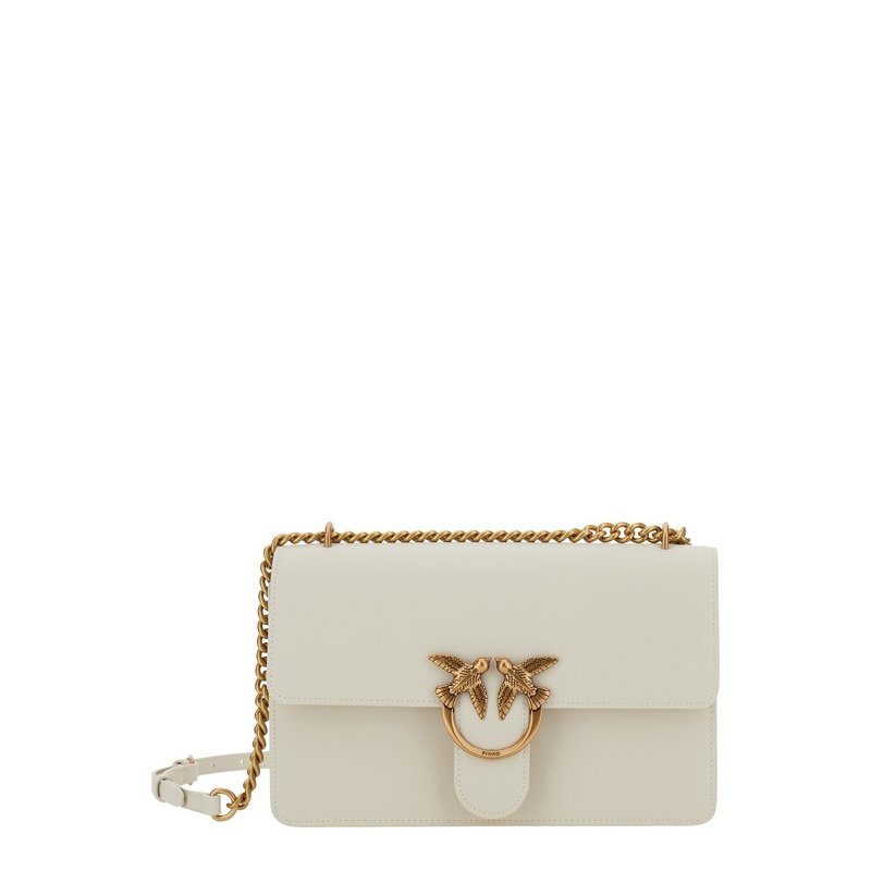 ‘Love One Classic’ White Crossbody Bag with Love Birds Detail in Leather Woman