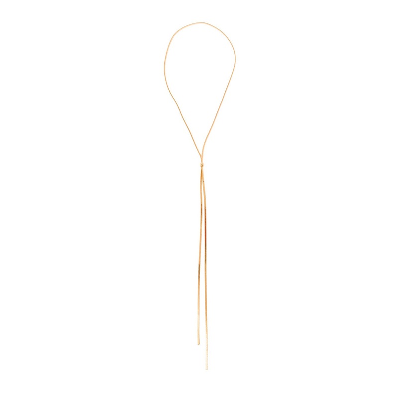 ‘Rachel’ Long Necklace in 18K Gold Plated Brass Woman