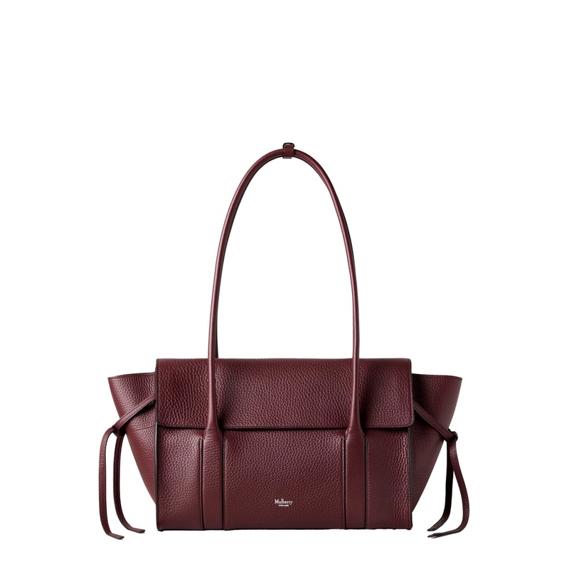 ‘Small Bayswater’ Bordeaux Shoulder Bag with Laminated Logo in Leather Woman