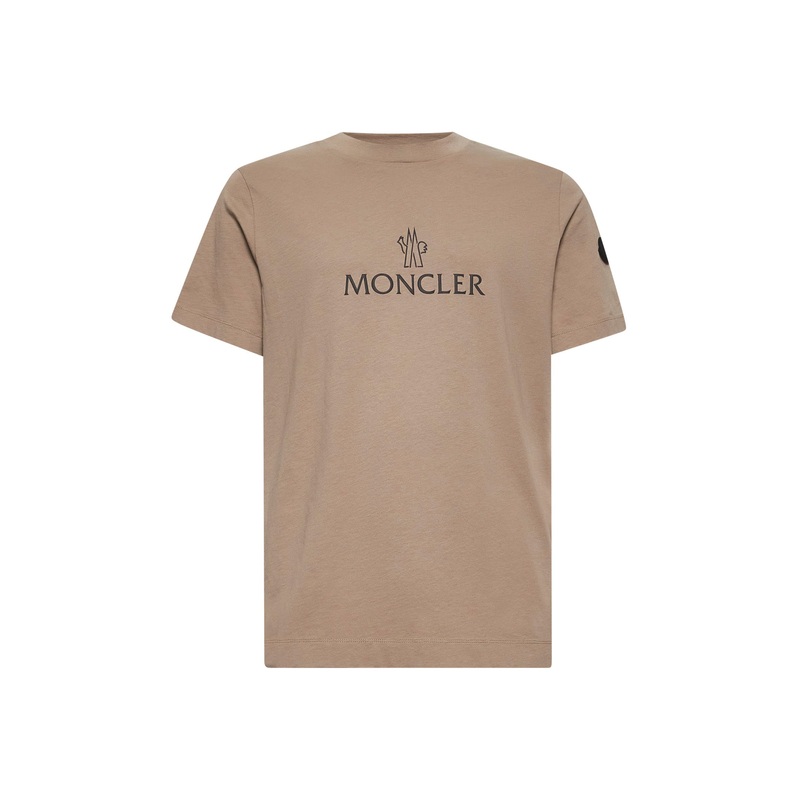 Taupe cotton logo T-shirt|S|M|L|XL