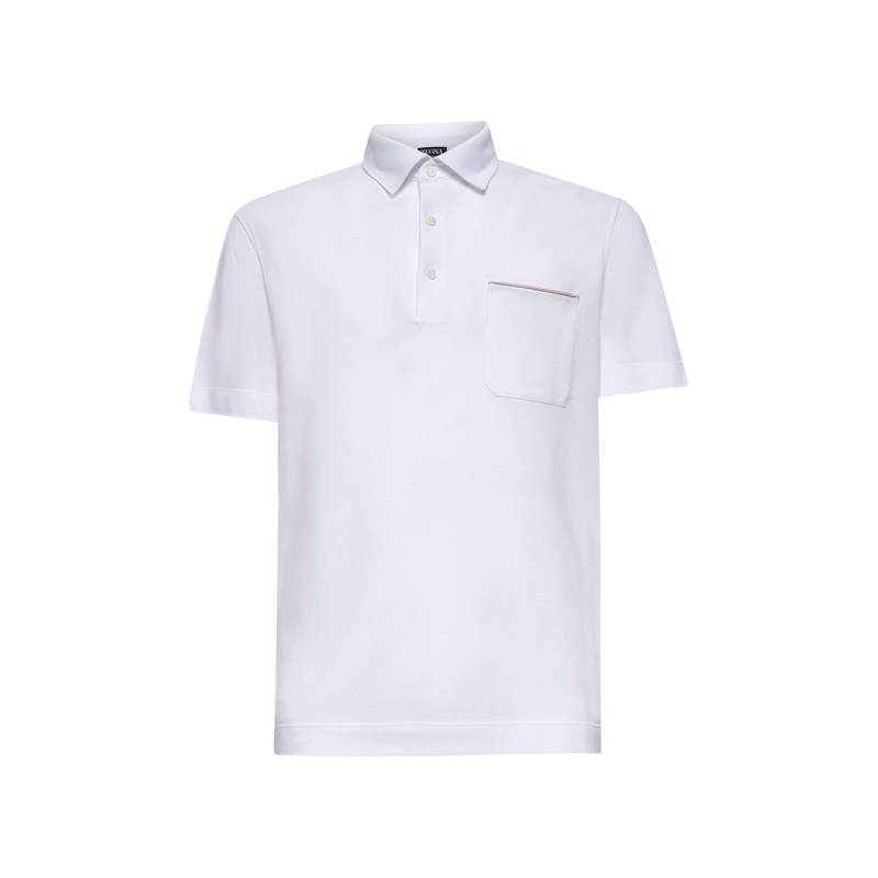 White cotton piquet polo shirt