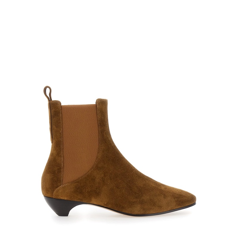 ‘Allegra Chelsea’ Beige Ankle Boots with Elastic Panels in Suede Woman