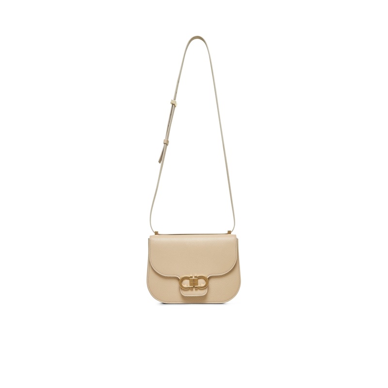 Beige double Gancini shoulder bag