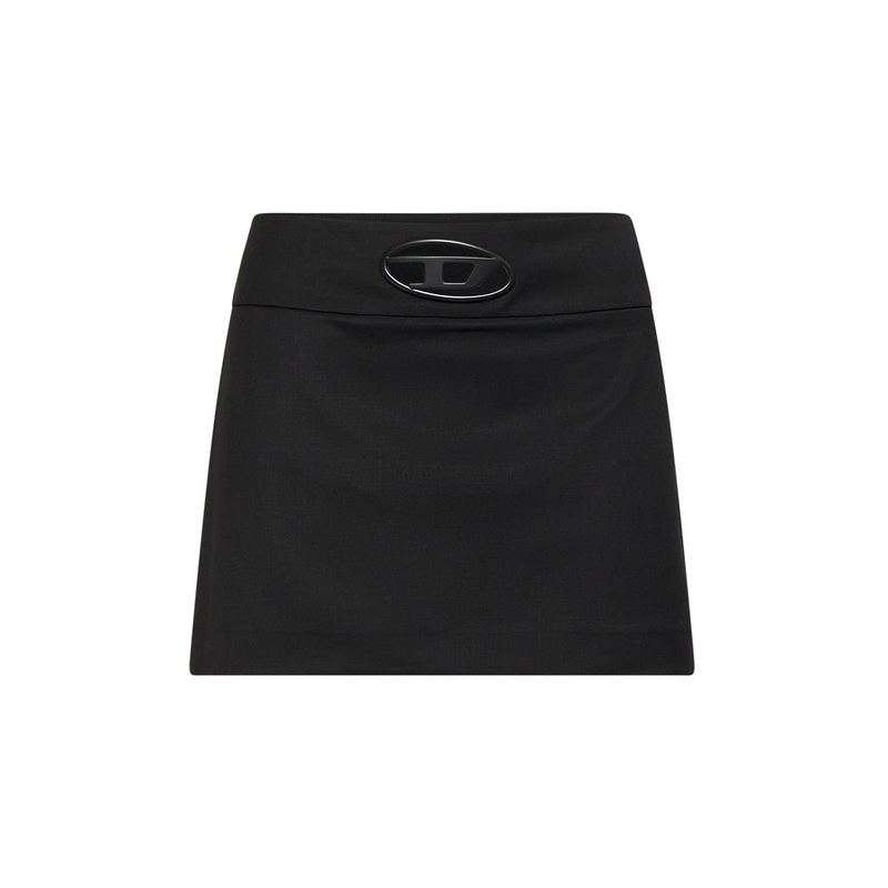 Black stretch twill O-Dixy miniskirt