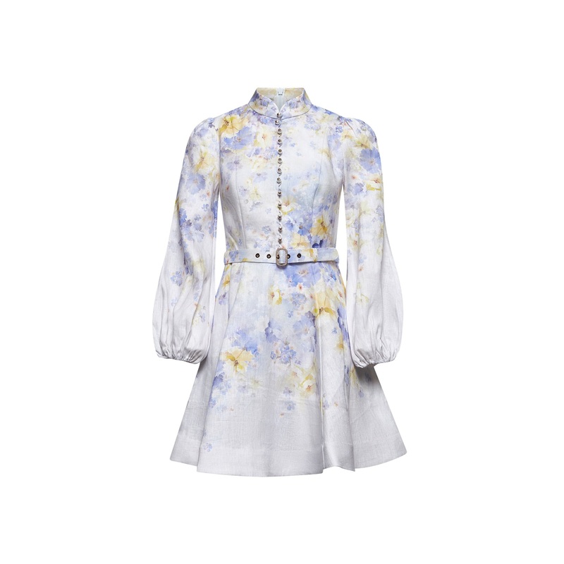 Floral lilac linen Crush minidress