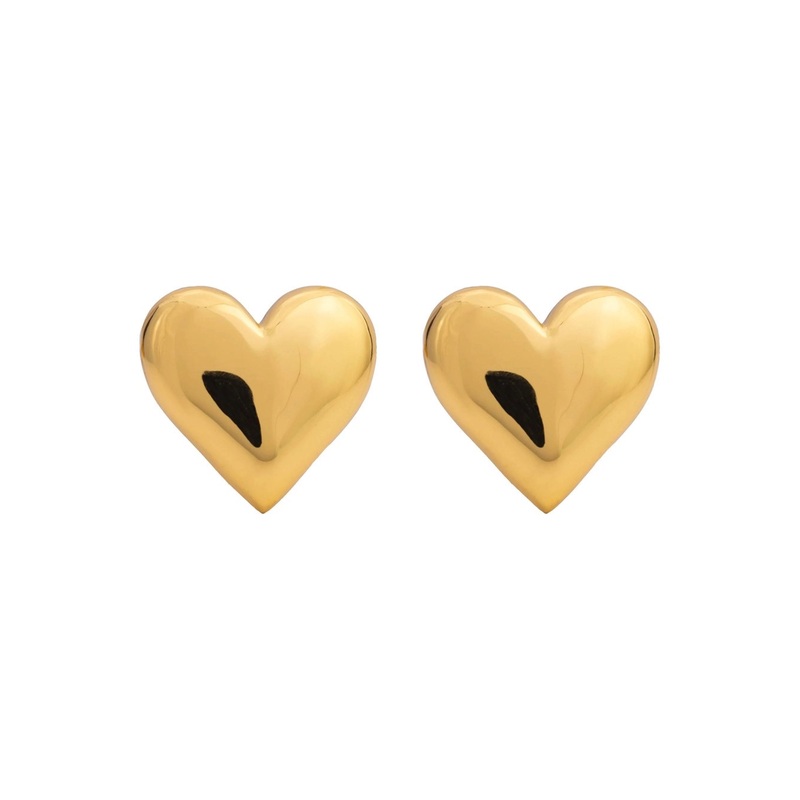 Gold-Coloured Earrings with Heart Design in Bronze Woman