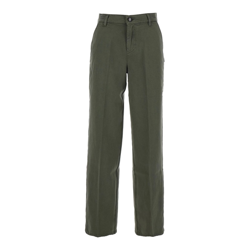 Green Jeans with Belt Loops and Logo Patch on theRear in Denim Woman