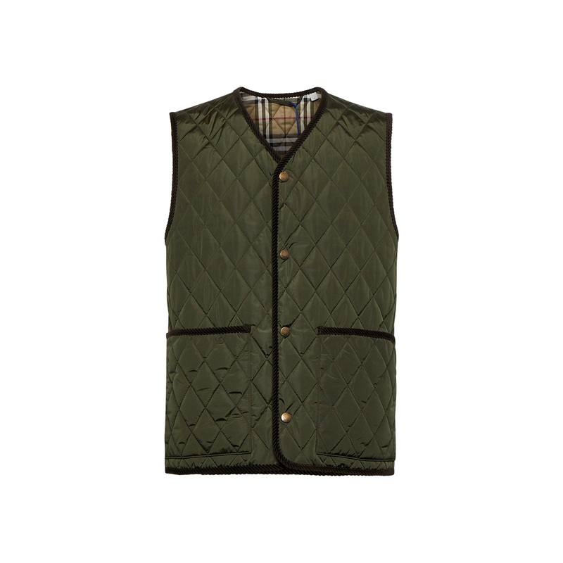 Green quilted nylon Tiverton vest