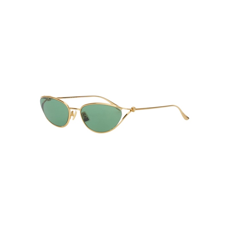 Green Sunglasses with Cat-Eye Design and Knot Detail on the Temples in Metal Woman