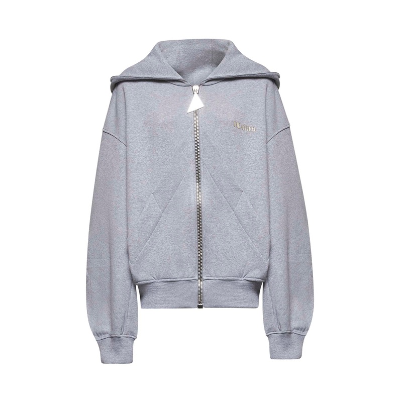 Grey cotton zip-up hoodie|36|38|40