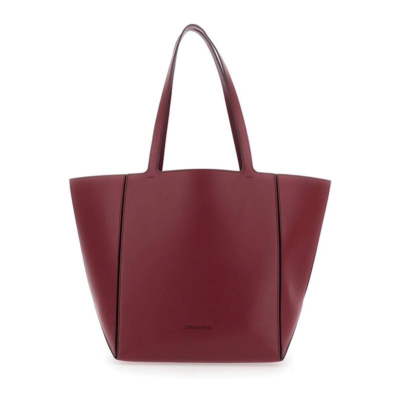 ‘Jordi’ Bordeaux Tote Bag with Tonal Logo Lettering on the Front in Leather Woman