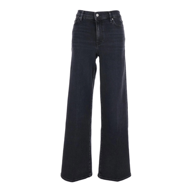 ‘Le Slim Palazzo’ Black Jeans with Logo Patch on the Rear and Wide Leg in Denim Woman