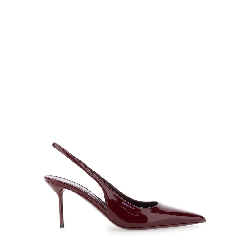 ‘Lidia’ Bordeaux Slingback Pumps with High Stiletto Heel in Patent Leather Woman