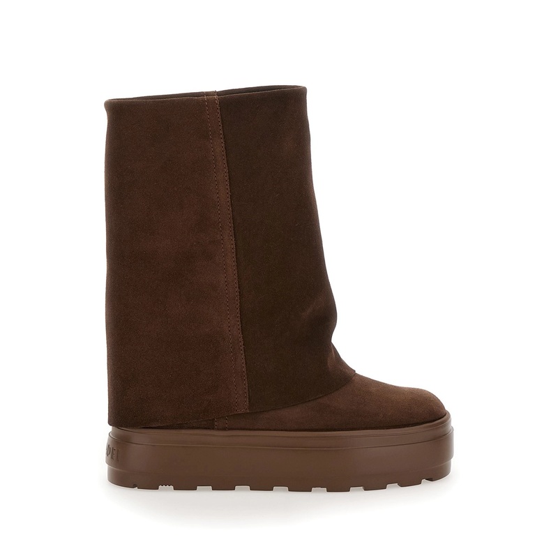 Renna Brown Boots with Layered Design in Suede Woman