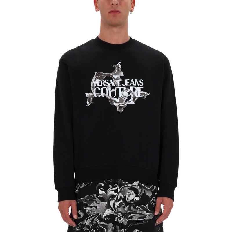 SWEATSHIRT WITH BAROQUE PRINT|BLACK|S|M|L|XL
