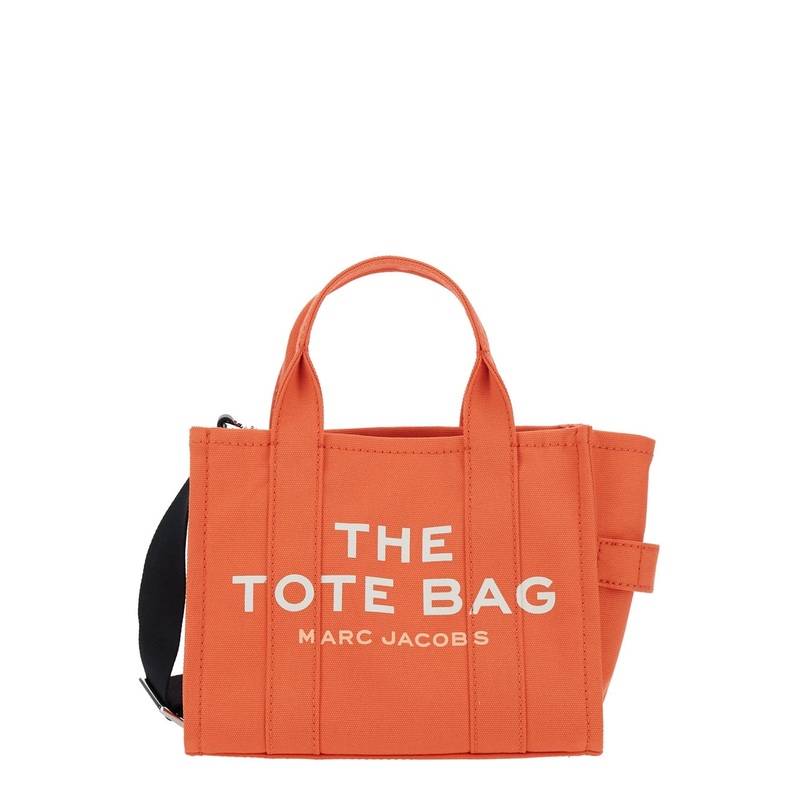‘Traveler Handbag’ Orange Tote Bag with Logo in Fabric Woman