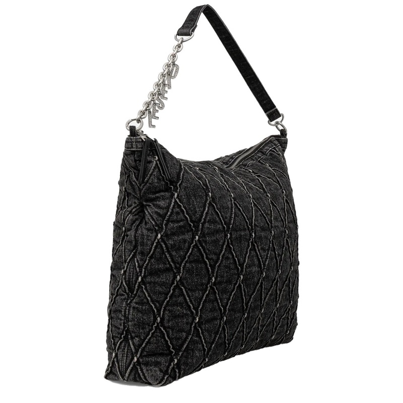 BLACK COTTON SHOULDER BAG|BLACK|UNI