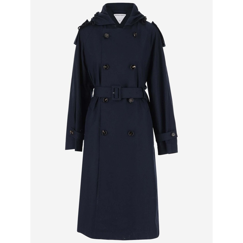 Black Cotton Trench Coat|Black|36