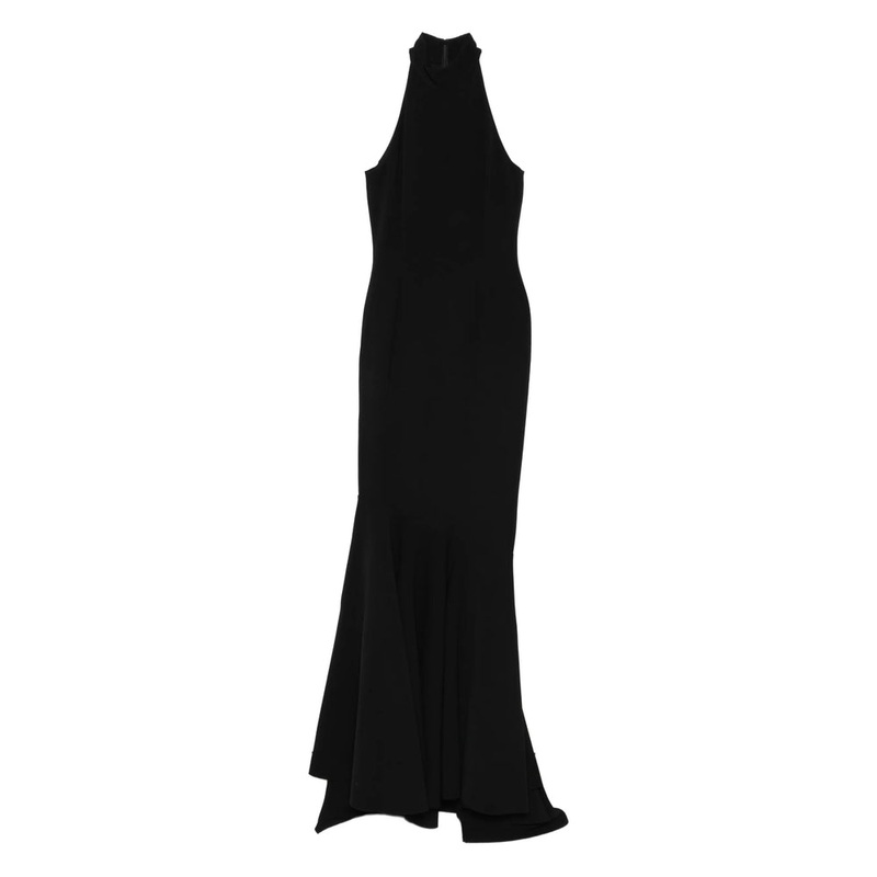 Black Halterneck Flared Hem Dress