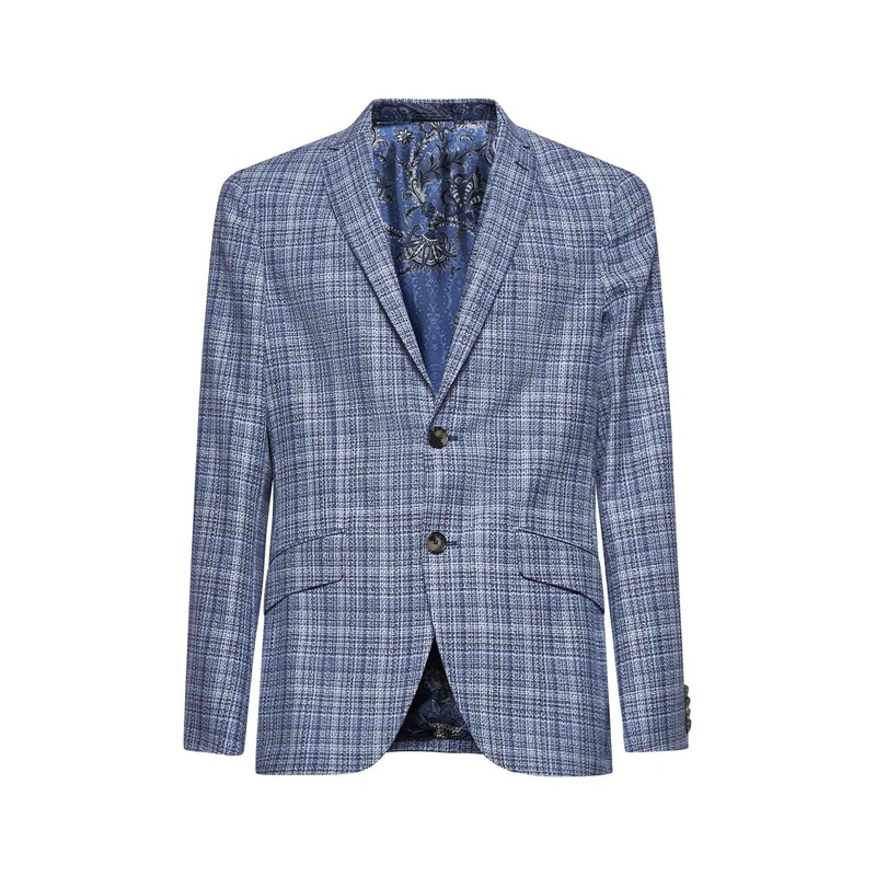 Blue tweed single-breasted blazer
