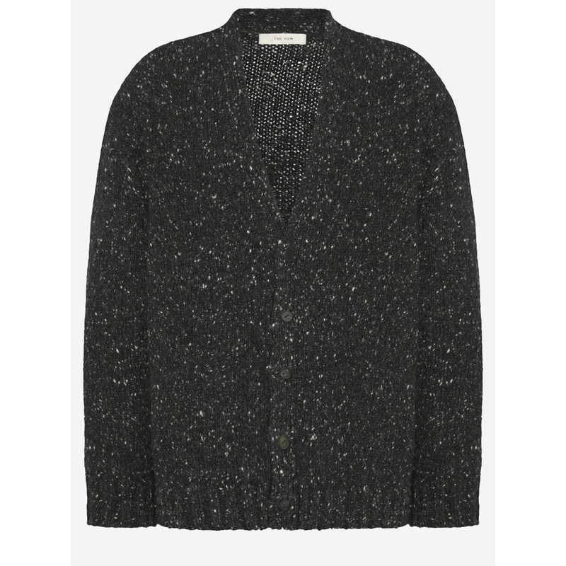 Cashmere Cardigan with V-Neck|Gray|S|M