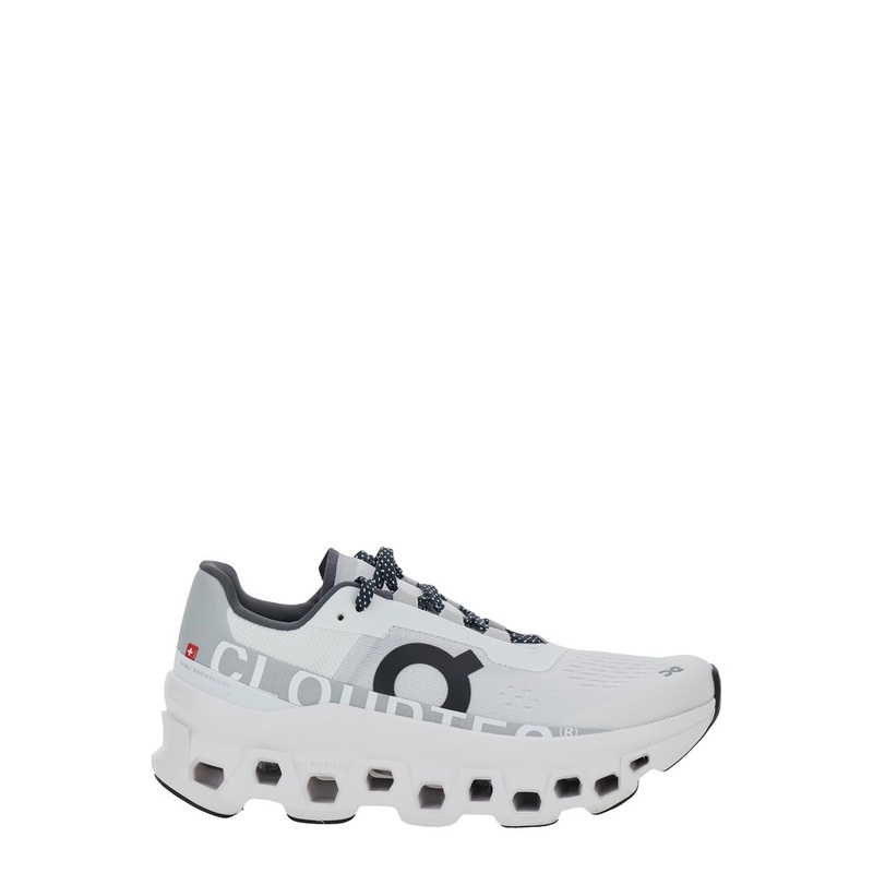 ‘Cloudmonster’ White Low Top Sneakers with Polka Dot Laces and Logo on the Side in Tech Fabric Woman