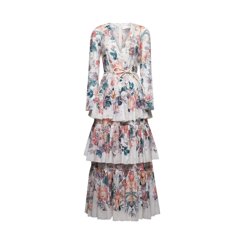 Cotton Acacia tiered maxi dress