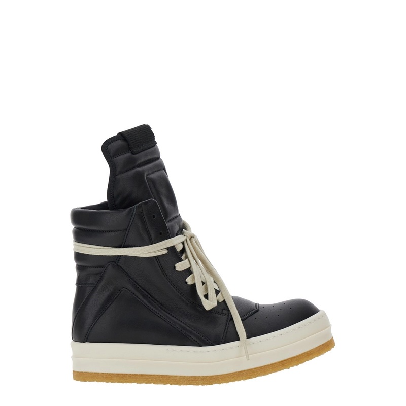 ‘Creep Geo-Basket’ Black High-Top Sneakers with Contrasting Details in Leather Woman